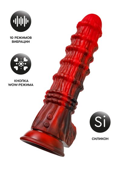 Вибратор Black&Red by Toyfa Monster Tops, силикон, красно-черный, 27 см