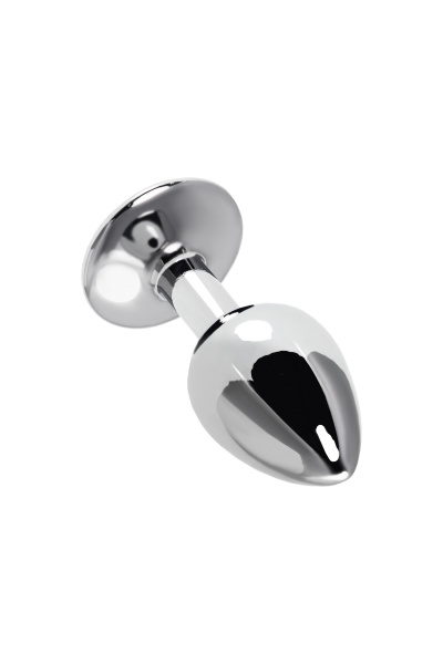 Анальная втулка Metal by TOYFA, металл, серебристая с красной розочкой, 8 см, Ø 2,7 см, 48 г